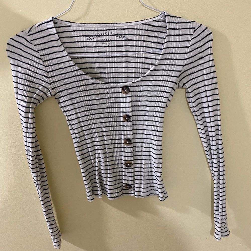 A long sleeved tight striped shirt